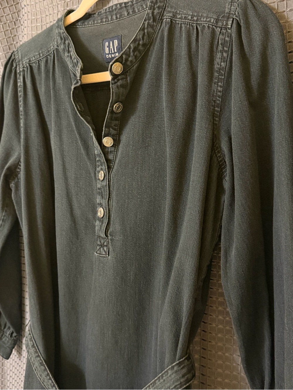 GAP Button Henley Dress with Tie Waist & Pockets